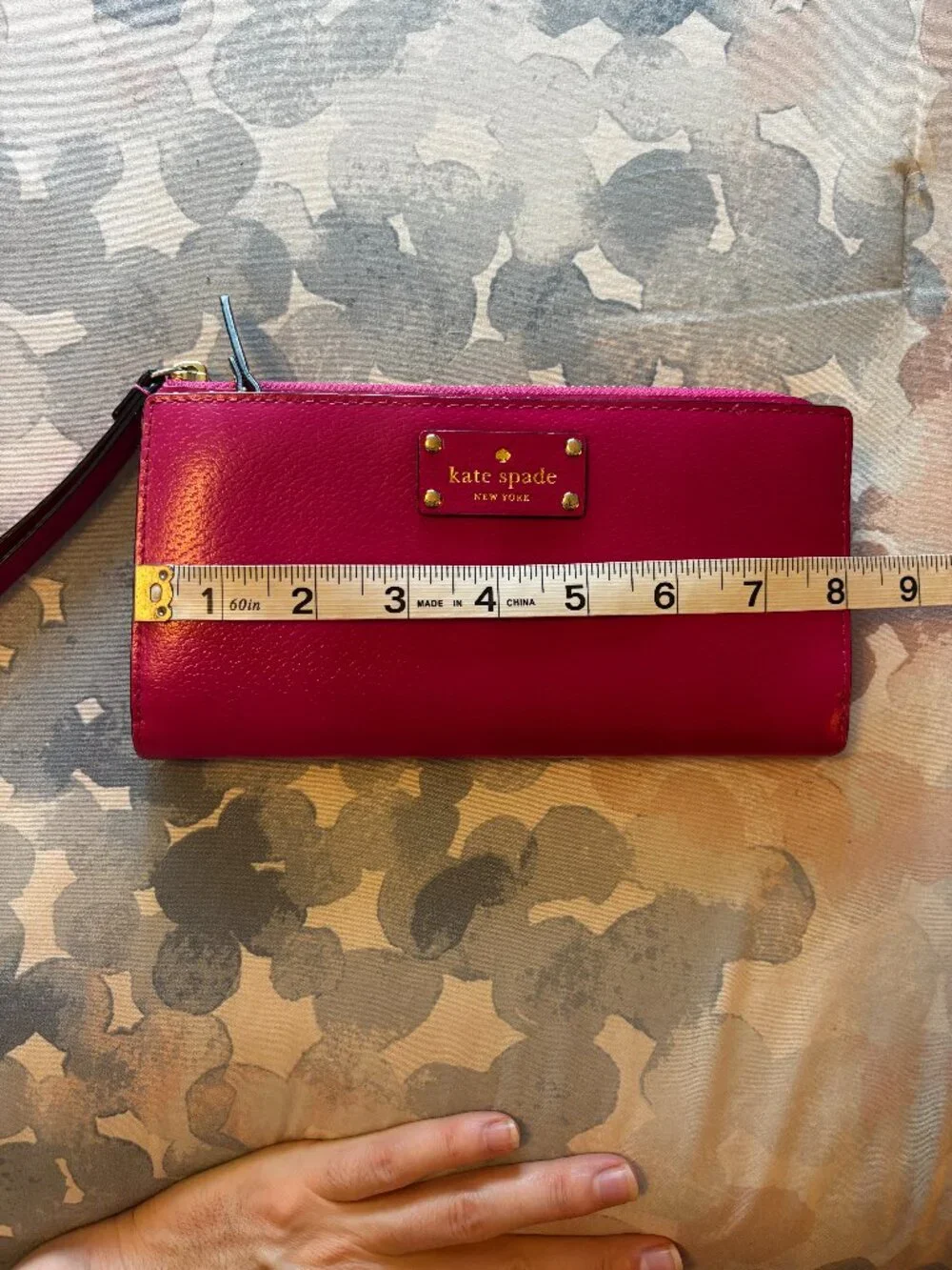 Kate Spade Fuchsia Leather Bi-Fold Zip-Around Wristlet/Wallet